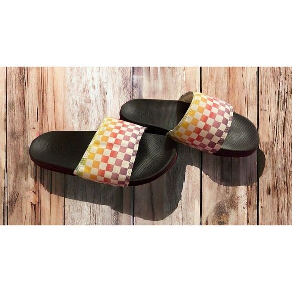 Vans Rainbow Check Multicolor Slip On Slide Sandals-Sz Missy 6 - Picture 2 of 7